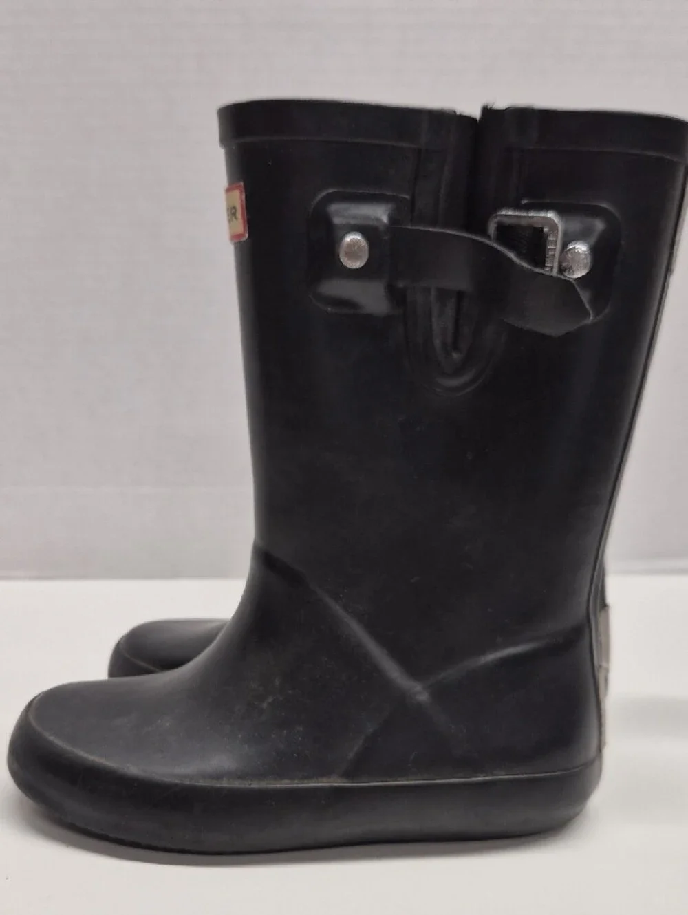 Hunter Kids Rain Boots Tall Waterproof Rainboots Matte Black Little Girls 12